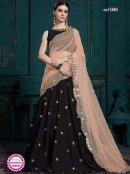 Fancy Black and Peach Lehenga choli