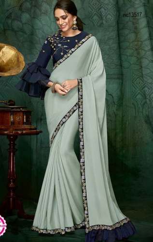 Stylish Party wear saree with embroiderd work by Natasha Couture