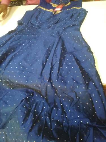 designer blue gown by Sharada Sarees