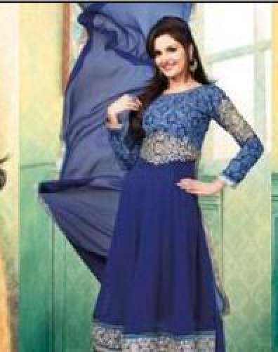 fancy blue color anarkali suit