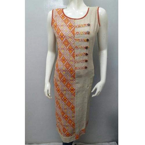 Jute Cotton Printed  Kurti by Alpanna Kreation