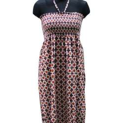 Ladies Brown Red Cotton Dress