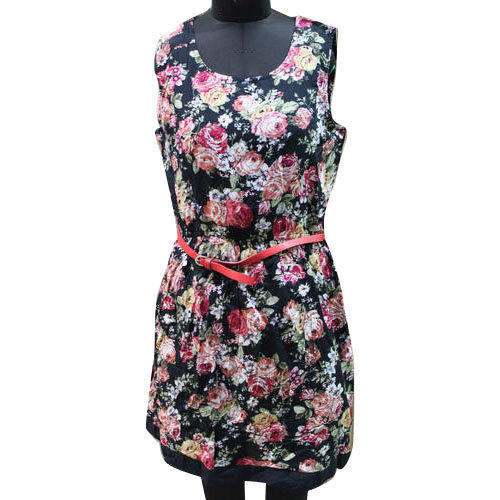 Ladies Floral Printed Black Dress by Silver Apparels Industries Pvt Ltd