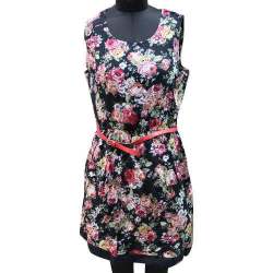 Ladies Floral Printed Black Dress
