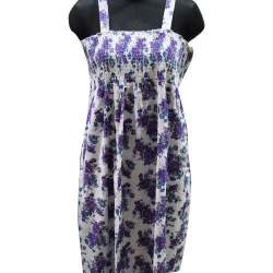 Ladies Floral Printed Purple White Dress