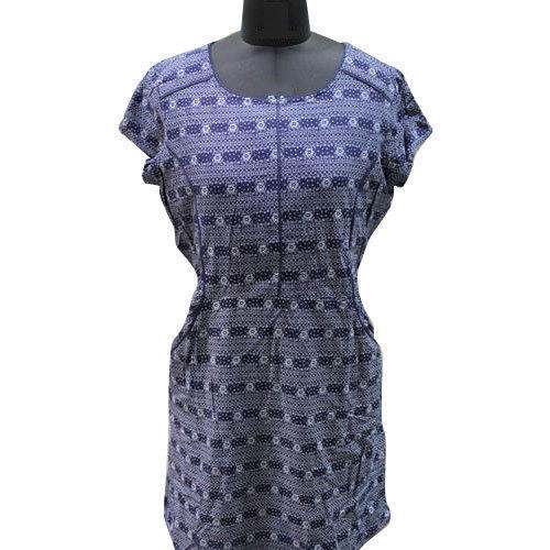 Ladies Printed Navy Dress