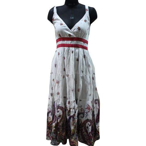Ladies White Cotton Dress by Silver Apparels Industries Pvt Ltd