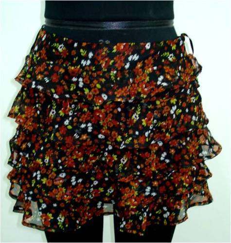 Short Flower Printed Ruffle Skirt by Fashion Sphere