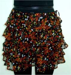 Short Flower Printed Ruffle Skirt