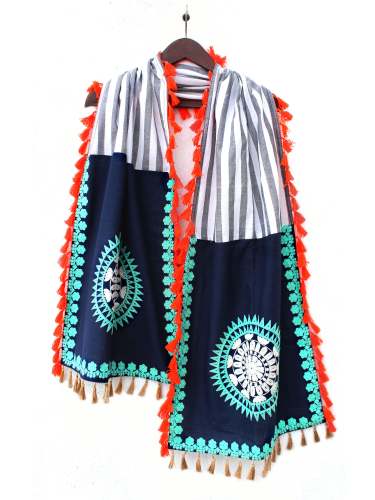 blue lining khadi summer Stoles or Dupatta