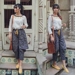 Blue Zamzam khadi cowl pair