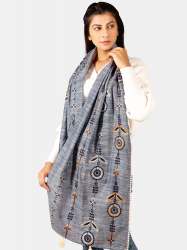 Charmed Cement Indigo Khadi Embrodiered