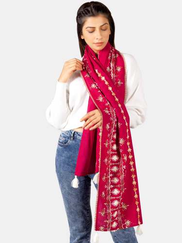 Christmas Tree Worm Red Khadi Embroidered 