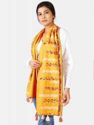 Earthy Grassroot Khadi Yellow Embroidered 