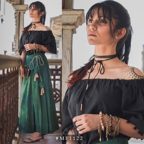 Green Skirt Pant Khadi Pair