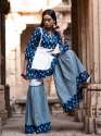 Indigo butti Printes Cotton Sharara Set  thumb 1
