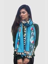 Khadi Printed Stole With Tropical print