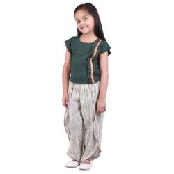 Kids Greent Top And Petal Pant Set