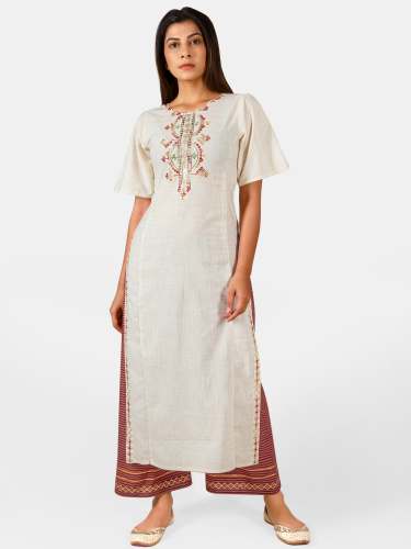 Milky white princess line kurta set with 