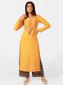 Mustured yellow princes line kurta 