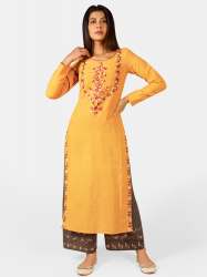 Mustured yellow princes line kurta 
