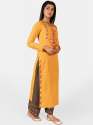Mustured yellow princes line kurta  thumb 1