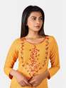 Mustured yellow princes line kurta  thumb 2
