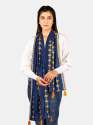 Navy Blue Marigold Khadi Embroidered Stole/Scarf