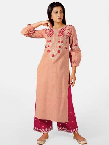 Peach long princess line long kurta 