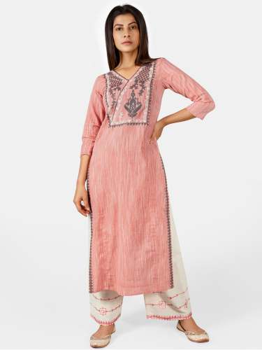 Peach princes line side cut kurta with off 