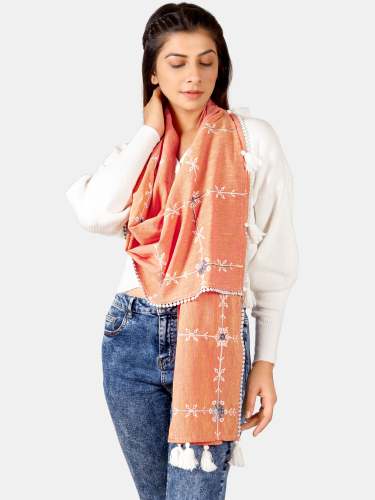 Peach Snowflake Embroidered rich 