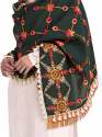 Poison Green Heavily Aari Embroidered Khadi Shawl thumb 1
