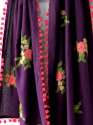 Purple 100% khadi Flower Bunch Embroidered Stole  thumb 1