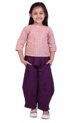 Purple Dhoti Khadi Pair With lining Top
