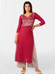 Red embroidered yoke princes line