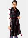 Red Little Hearts Khadi Black Embroidered 