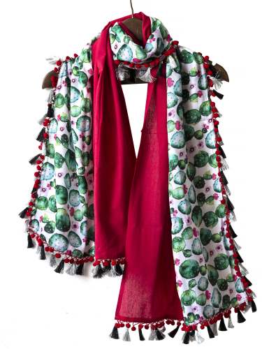 Red Tropical  Khadi Printed Stole