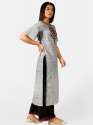 Silver slub embroidered neck kurta  thumb 1