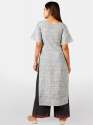 Silver slub embroidered neck kurta  thumb 3