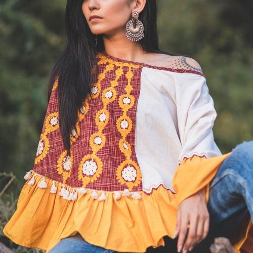 Sun Yellow Khadi Poncho