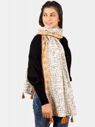 Tribal Offwhite Rust Khadi Stole 