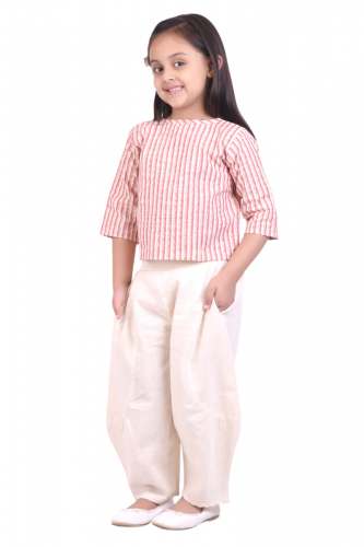 White Dhoti Khadi Pair With lining Top
