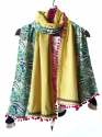 Yellow Tropical Printed Khadi Stole 