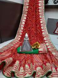 Gotta Patti Bandhej Jaipuri Saree