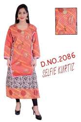 Block Printed Designer Selfie Kurtis