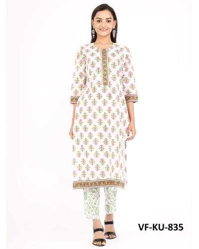 Cotton Kurti With Pant Set  VF-KU-835