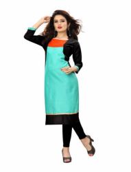 Sea green Black Color Cotton Kurtis
