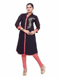 Velentino Trend Black Color Georgette Kurtis