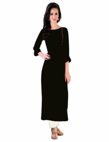 Velentino Trend Black Color Rayon Kurtis