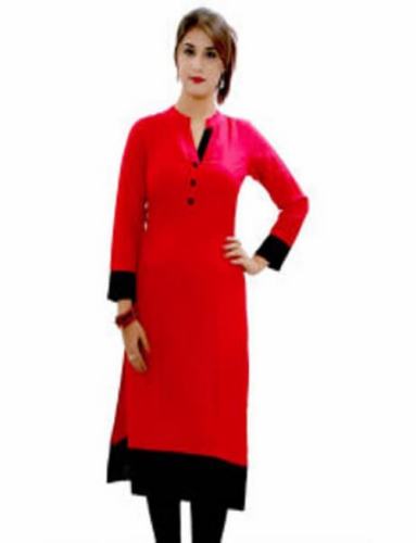 Velentino Trend Red Color Cotton Kurtis